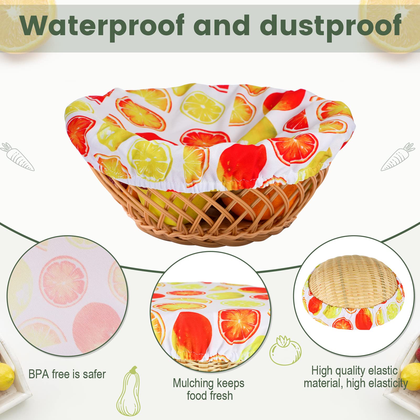 20 Pieces Summer Style Bowl Covers Reusable Fabric Stretch Covers For Bowls Fruit Style Elastic Food Storage Covers Cloth Dish C